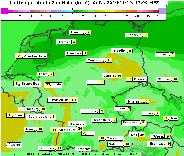 Temperatur, 19. 11. 2024