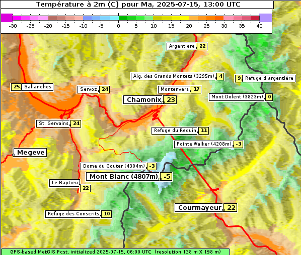Temperatur, 15. 7. 2025