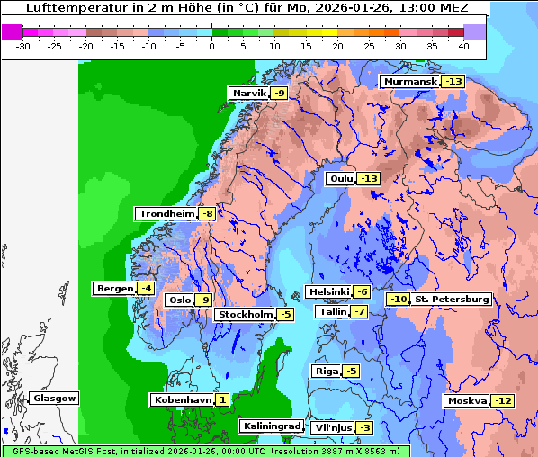 Temperatur, 26. 1. 2026