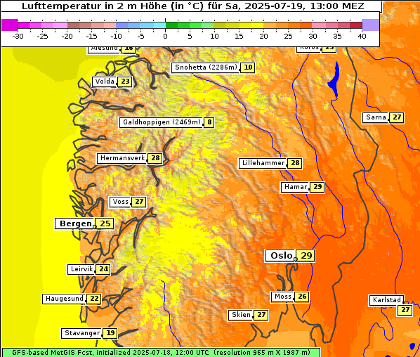 Temperatur, 19. 7. 2025