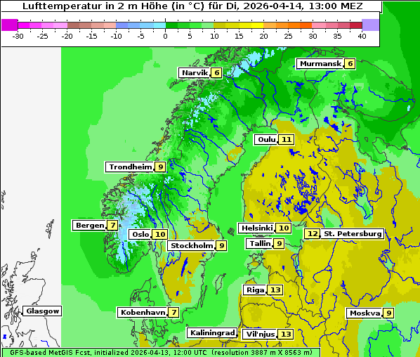 Temperatur, 14. 4. 2026