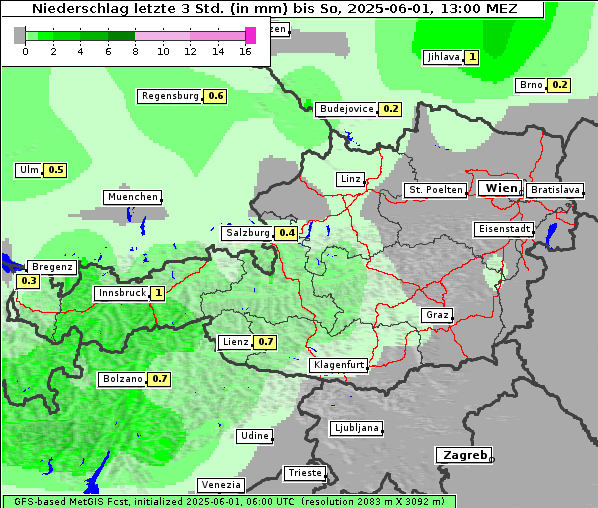 Niederschlag, 1. 6. 2025