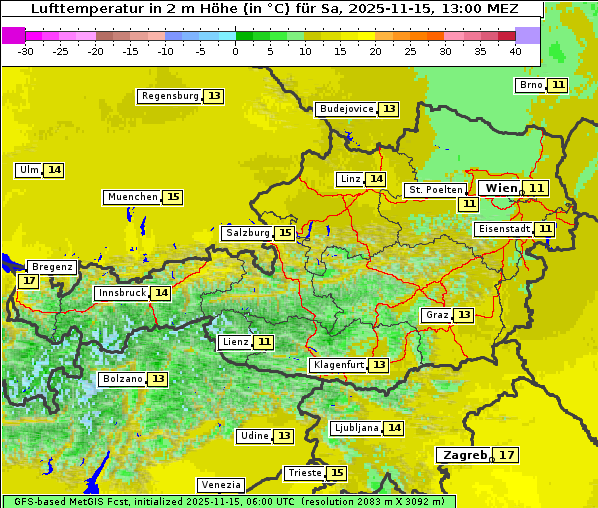 Temperatur, 15. 11. 2025