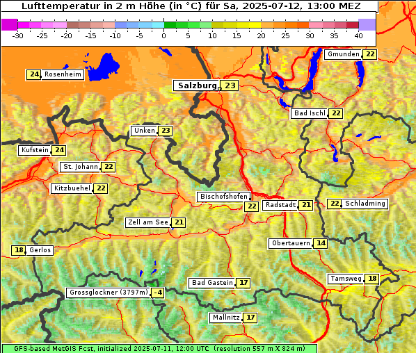 Temperatur, 12. 7. 2025