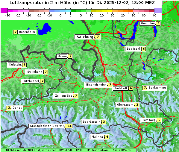 Temperatur, 2. 12. 2025