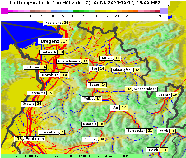 Temperatur, 14. 10. 2025