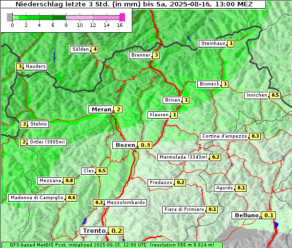 Niederschlag, 16. 8. 2025