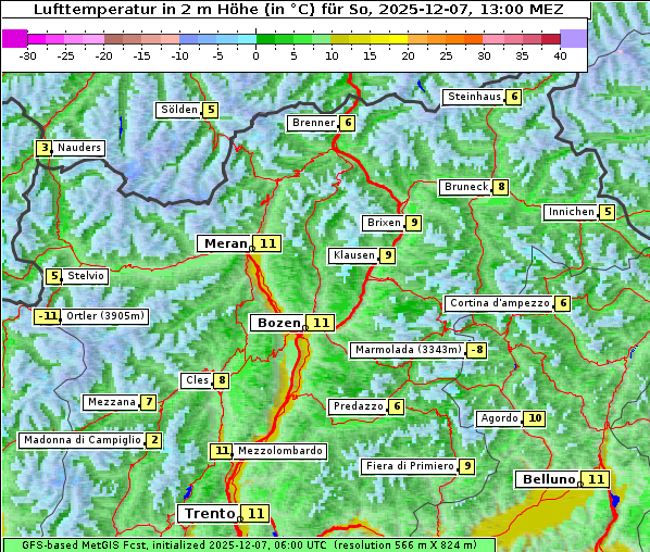 Temperatur, 7. 12. 2025