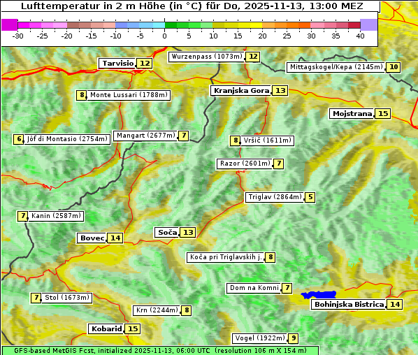 Temperatur, 13. 11. 2025