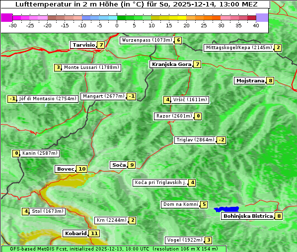 Temperatur, 14. 12. 2025