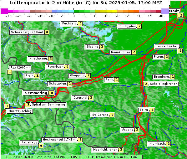 Temperatur, 5. 1. 2025