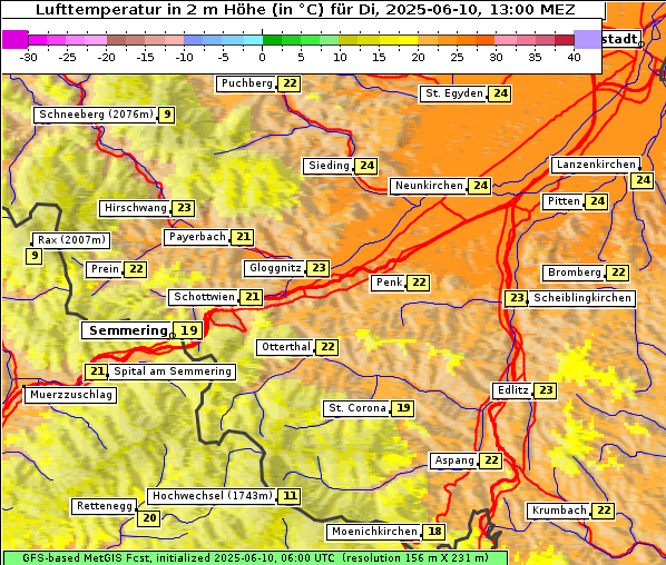 Temperatur, 10. 6. 2025