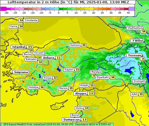 Temperatur, 8. 1. 2025