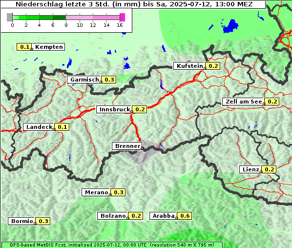 Niederschlag, 12. 7. 2025