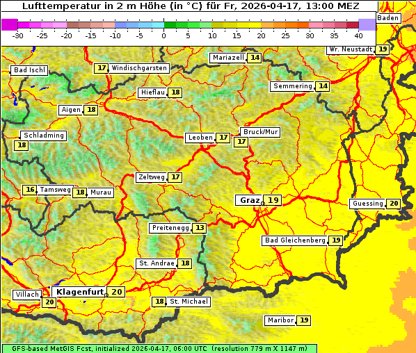 Temperatur, 17. 4. 2026