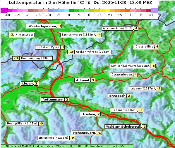 Temperatur, 20. 11. 2025