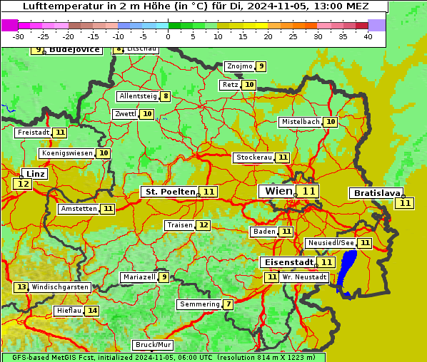 Temperatur, 5. 11. 2024