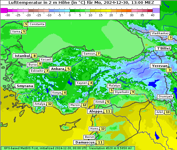 Temperatur, 30. 12. 2024