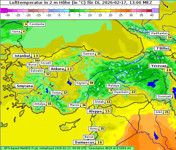 Temperatur, 17. 2. 2026
