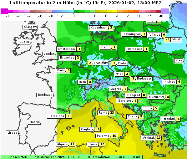 Temperatur, 2. 1. 2026