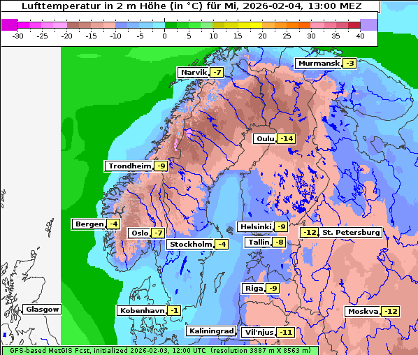 Temperatur, 4. 2. 2026
