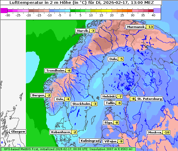 Temperatur, 17. 2. 2026