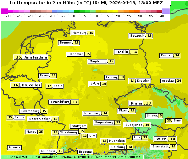 Temperatur, 15. 4. 2026