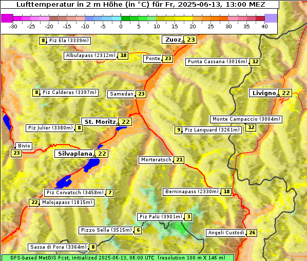 Temperatur, 13. 6. 2025