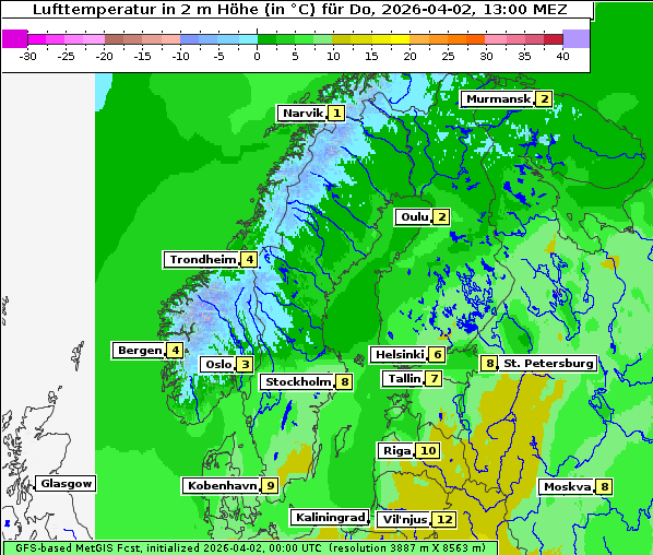 Temperatur, 2. 4. 2026