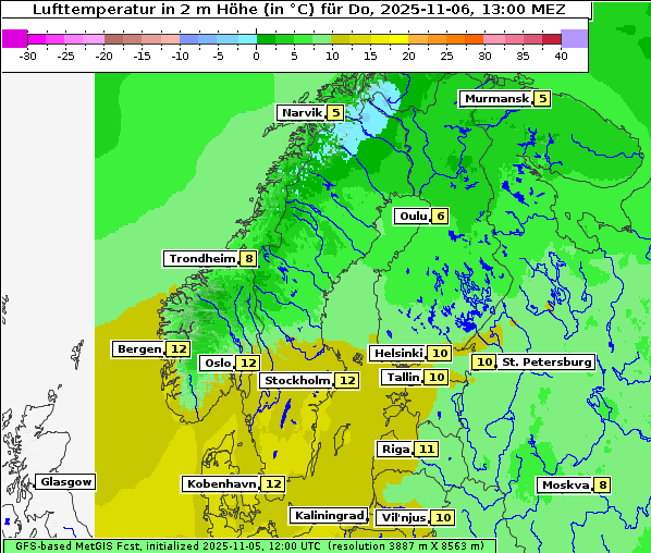 Temperatur, 6. 11. 2025