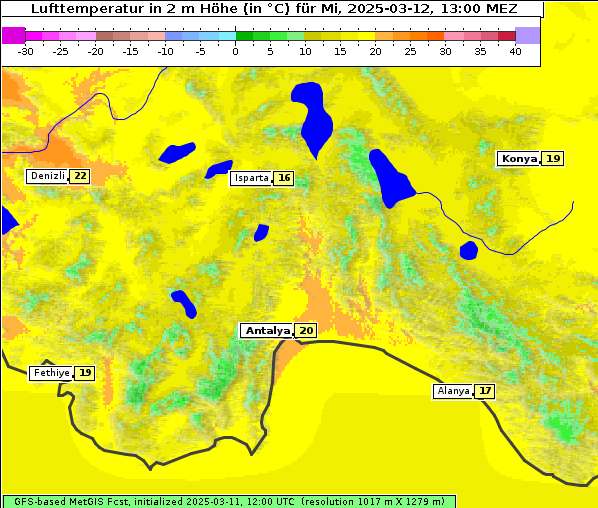 Temperatur, 12. 3. 2025