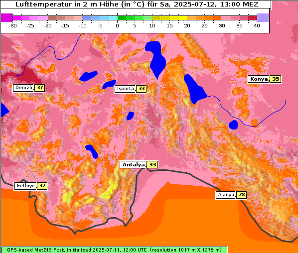 Temperatur, 12. 7. 2025