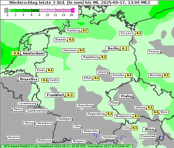 Niederschlag, 17. 9. 2025