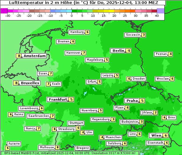 Temperatur, 4. 12. 2025