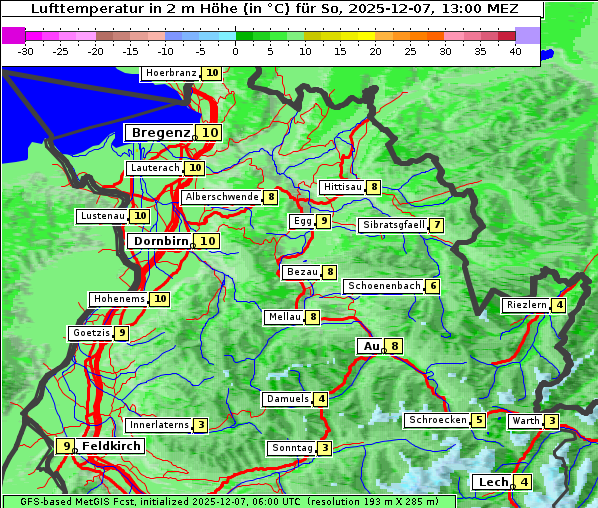 Temperatur, 7. 12. 2025