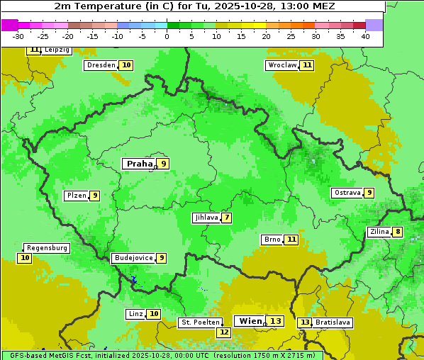 Temperatur, 28. 10. 2025