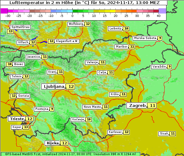 Temperatur, 17. 11. 2024