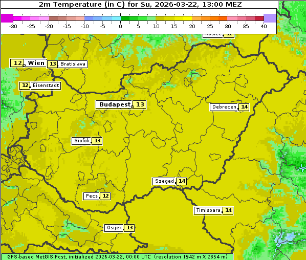 Temperatur, 22. 3. 2026