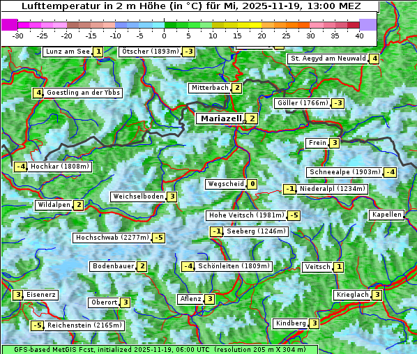 Temperatur, 19. 11. 2025