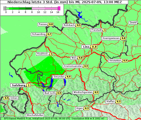 Niederschlag, 9. 7. 2025
