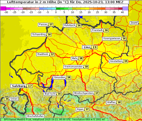 Temperatur, 23. 10. 2025