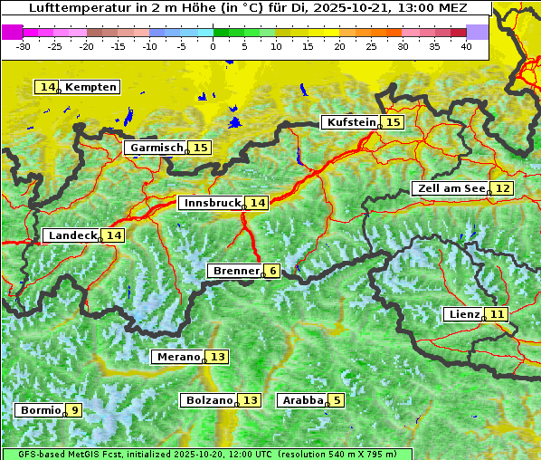 Temperatur, 21. 10. 2025