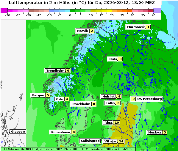 Temperatur, 12. 3. 2026