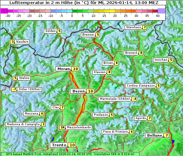 Temperatur, 14. 1. 2026