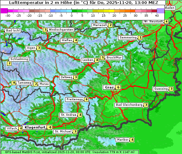 Temperatur, 20. 11. 2025