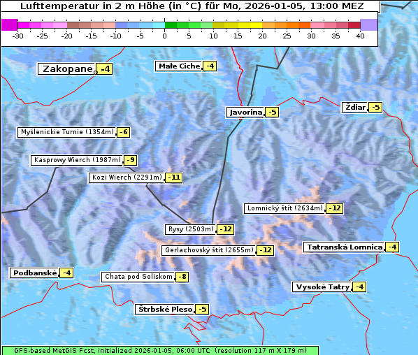 Temperatur, 5. 1. 2026