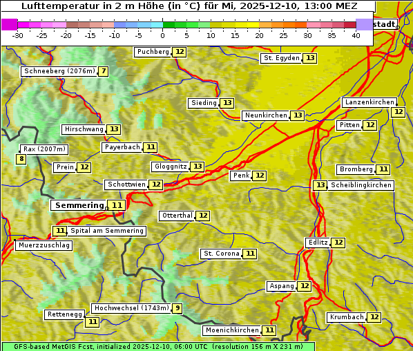 Temperatur, 10. 12. 2025