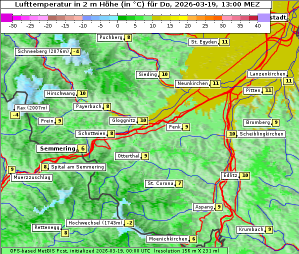 Temperatur, 19. 3. 2026