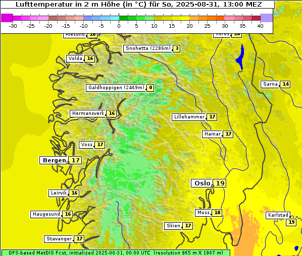 Temperatur, 31. 8. 2025