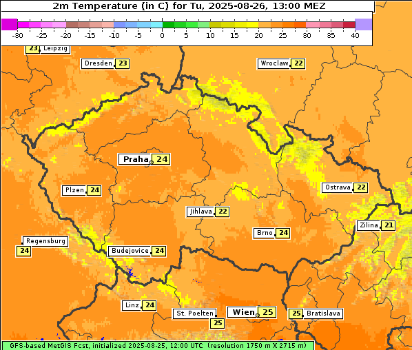 Temperatur, 26. 8. 2025